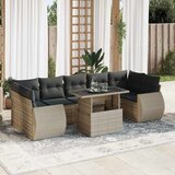 Maison Chic Seti vrtnega pohištva - Vrtna garnitura - Vrtni pohištvo set 8-delna z blazinami sv. siv poli ratan, (21804199) | Shoptok.si