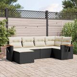 vidaXL 6-dijelni set vrtnih sofa s jastucima crni od poliratana | shoptok.hr