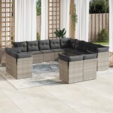vidaXL 13-dijelni set vrtnih sofa od poliratana s jastucima sivi Cijene