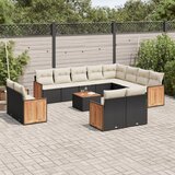 Maison Chic Seti vrtnega pohištva - Vrtna garnitura - Vrtni pohištvo set 13-delna z blazinami črn poli ratan, (21809705) | Shoptok.si