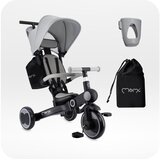 Momi otroški voziček SOLIVIA 4v1 (voziček, voziček s streho, tricikel, poganjalček), črno-siva | Shoptok.si