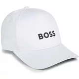 Boss Otroška bombažna bejzbolska kapa bela barva