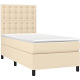  Krevet s oprugama i madracem krem 90 x 200 cm od tkanine | shoptok.hr