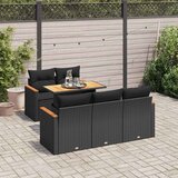  6-dijelni set vrtnih sofa s jastucima crni od poliratana bagrem | shoptok.hr