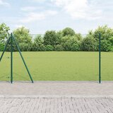 vidaXL zavarena žičana ograda s 7 flanšastih postova Zelena 1.2x10 m čelik | shoptok.hr