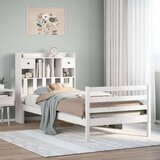 vidaXL Krevet s regalom za knjige bez madraca bijeli 90x190cm borovina | shoptok.hr