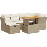  7-dijelni set vrtnih sofa s jastucima bež od poliratana bagrem | shoptok.hr