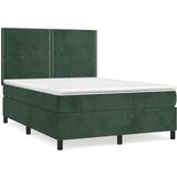  Box spring postelja z vzmetnico temno zelena 140x200 cm žamet, (20899579) | Shoptok.si