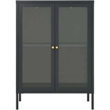  Komoda antracit 75 x 35 x 105 cm od čelika i stakla | shoptok.hr