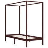 Maison Chic Posteljni okvir - Enojna postelja - Postelja za odrasle z baldahinom temno rjav iz borovine 100x200 cm, (21697236) Cene