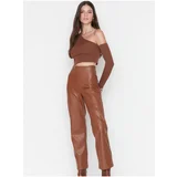 Trendyol Brown women's faux leather trousers - Women