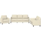 Maison Chic Sedežna garnitura - kavč 3-delna z blazinami krem umetno usnje, (21729175) | Shoptok.si