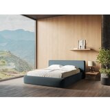 Makamii Modra oblazinjena zakonska postelja s prostorom za shranjevanje z letvenim dnom 180x200 cm Kiana – | Shoptok.si