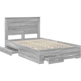  Krevetna konstrukcija s ladicama Siva Sonoma 120 x 190 cm | Shoptok.si
