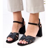  Black block heel ankle strap sandals Farida | shoptok.hr