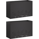  Vrtna saksija 2 kom. Crna 80 x 20 x 49 cm Čelična vrata | shoptok.hr