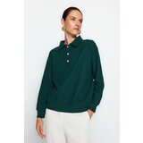 Trendyol Dark Emerald Green Thessaloniki/Knitwear Look, Regular Fit With Buttons Knitted Sweatshirt | Shoptok.si
