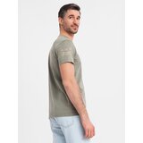 Ombre Men's military-style printed cotton T-shirt - light olive | ePonuda.com