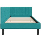 vidaXL Kutni okvir kreveta s uzglavljem Tirkizna 100 x 200 cm Baršun | shoptok.hr