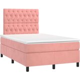 vidaXL Krevet box spring s madracem LED ružičasti 120x190cm baršunasti | shoptok.hr