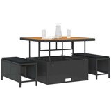 vidaXL 3-delni set za obedovanje na vrtu z blazinami črni poli ratan akacija | Shoptok.si