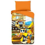 Good Morning Oranžna enojna bombažna otroška posteljnina 140x200 cm Building – | Shoptok.si
