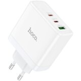 hoco. polnilec adapter N30 GuN QC PD 65W vhod 1x USB A in 2x Type C - bel Cene