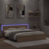 vidaXL Posteljni okvir z vzglavjem in LED sonoma hrast 180x200 cm Cene