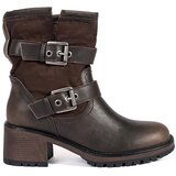 Shelvt Brown women's heeled ankle boots with buckles | Eponuda.ba