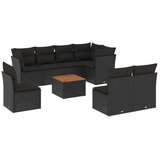 Maison Chic Seti vrtnega pohištva - Vrtna garnitura - Vrtni pohištvo set 9-delna z blazinami črn poli ratan, (21798595) | Shoptok.si