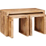 VidaXL Konec mize 3 pcs Rjava trden mangov les Slike