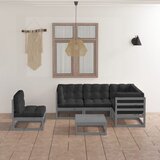 The Living Store Vrtna sedežna garnitura 6-delna z blazinami trdna borovina - Vrtna Sedežna Garnitura, (21425725) | Shoptok.si