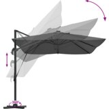 vidaXL Kantilever Roma suncobran s LED osvjetljenjem Antracit 352x251x265 cm Aluminij | shoptok.hr