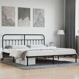Maison Chic Kovinski Posteljni okvir - Dvoposteljna postelja - Zakonska postelja z vzglavjem črn 200x200 cm, (21692529) | Shoptok.si