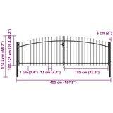  Dvokrilna ogradna vrata Woerden s kopljem na vrhu 400x174,5 cm | shoptok.hr