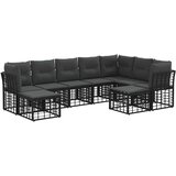  Set vanjskih sofa s jastukom 9 pcs Crna i tamno siva Poliester | shoptok.hr