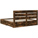  Krevetna konstrukcija s ladicama Dimljeni hrast 200 x 200 cm | shoptok.hr