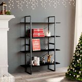 Ormarić za knjige s 4 razine crni 100 x 30 x 140 cm od borovine | shoptok.hr