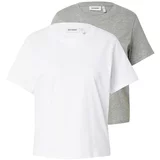 WEEKDAY Majica 'Essence Standard' siva melange / bijela