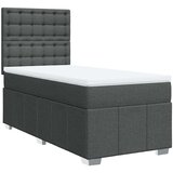 vidaXL Box spring postelja z vzmetnico temno siva 90x200 cm blago | Shoptok.si