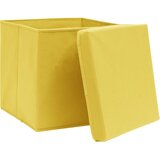  Kutije za pohranu s poklopcima 4 kom 28 x 28 x 28 cm žute | shoptok.hr