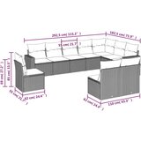 vidaXL 10-dijelni set vrtnih sofa od poliratana s jastucima sivi | shoptok.hr
