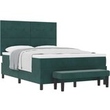Box Postelja z vzmetnico Temno zelena 160 x 200 cm Žamet, (5000142084) | Shoptok.si