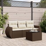 Maison Chic Seti vrtnega pohištva - Vrtna garnitura - Vrtni pohištvo set 4-delna z blazinami rjav poli ratan, (21816778) | Shoptok.si