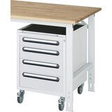 RAU Pomični predalnik, VxŠxG 690 x 490 x 600 mm, 4 predali, svetlo siva | Shoptok.si