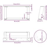 vidaXL Noge za klubsko mizico v obliki črke U, 2 kosa, naravno jeklo, 70 x (30-31) cm, jeklo, (5000044586) | Shoptok.si