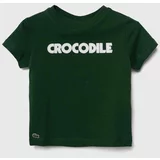 Lacoste Otroška bombažna kratka majica zelena barva