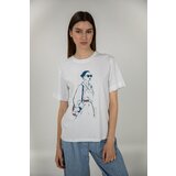 Legendww ženska bela pamučna majica sa ilustracijom zene u stilu skice 7130-9381-01 | ePonuda.com