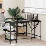 vidaXL Stol Crni hrast 139 x 139 x 75 cm Konstruirano drvo | shoptok.hr