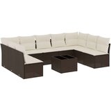 vidaXL 10-dijelni set vrtnih sofa od poliratana s jastucima smeđi | shoptok.hr